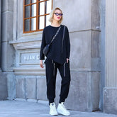 Sweater With Zipper Closure and Peaked Finish